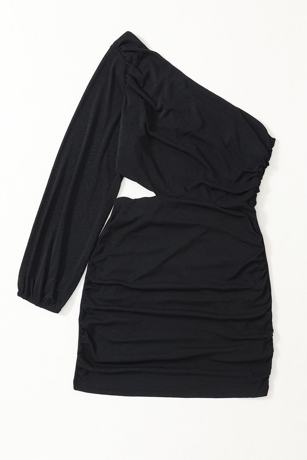 Shoppe EZR Dresses Black  Asymmetric One Shoulder Cutout Bodycon Dress