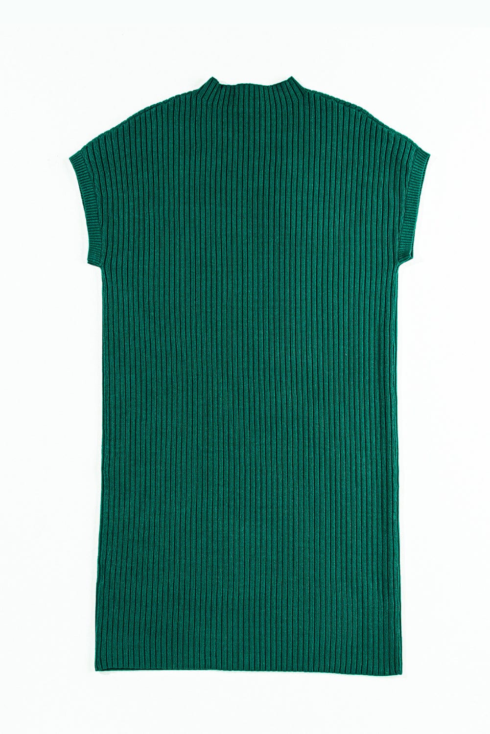 Shoppe EZR Dresses Blackish Green Patch Pocket Ribbed Knit Short Sleeve Sweater Dress