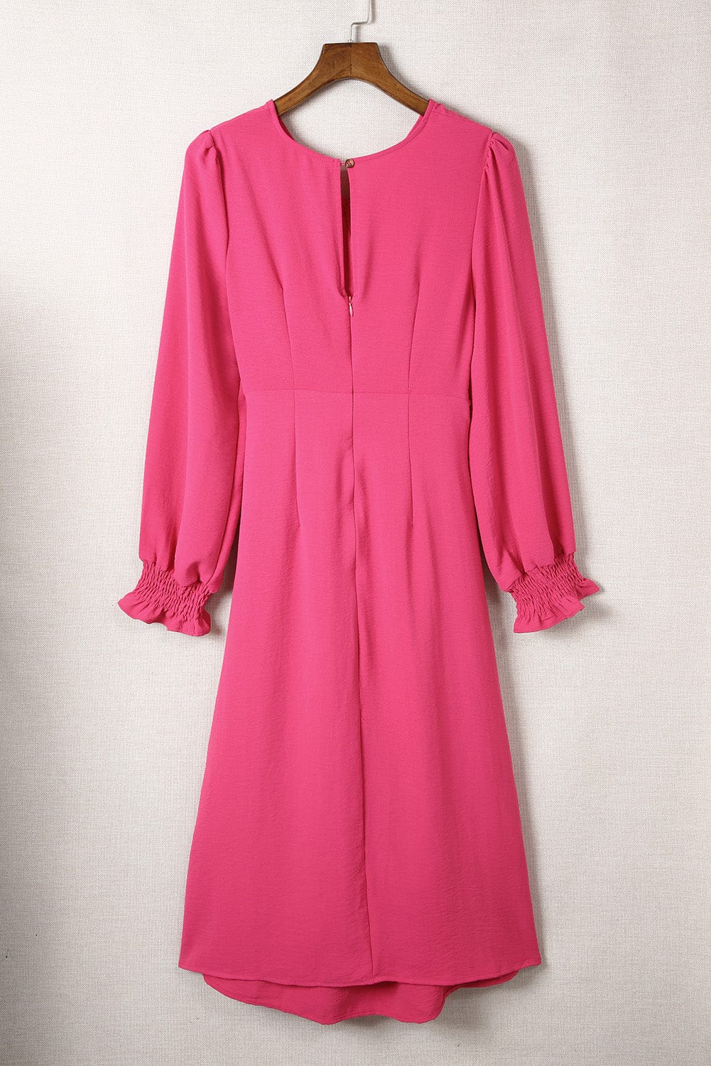 Shoppe EZR Dresses Rose Twist Front Keyhole Back V Neck Midi Dress
