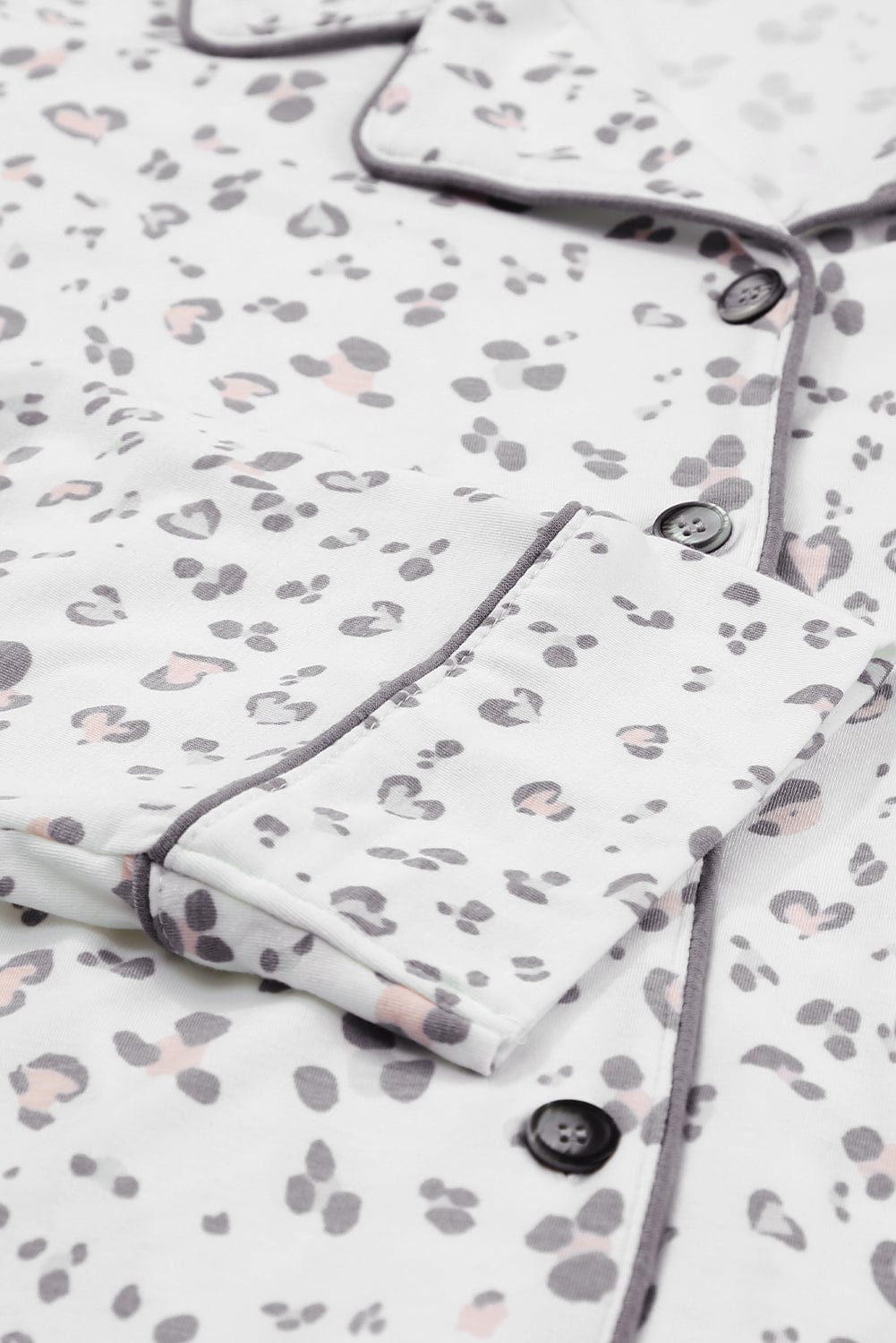 Shoppe EZR Loungewear White Leopard Print Long Sleeve and Pants Pajamas Set